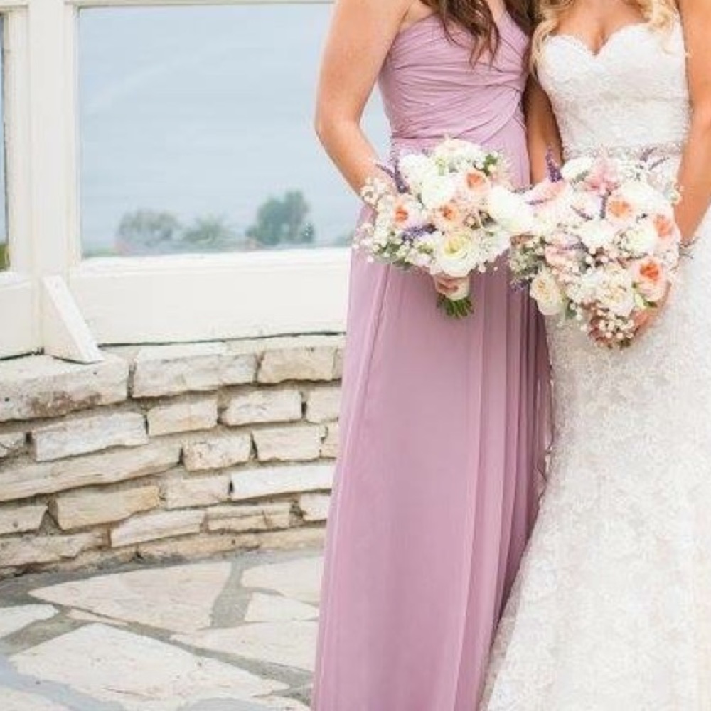 David’s Bridal Strapless Size 2 Mauve Bridesmaid Dress